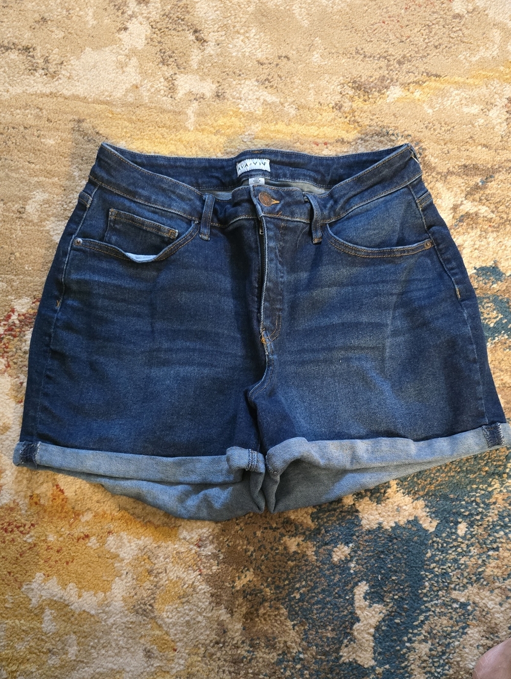 Ava & Viv Dark Blue Rolled-Hem Denim Shorts